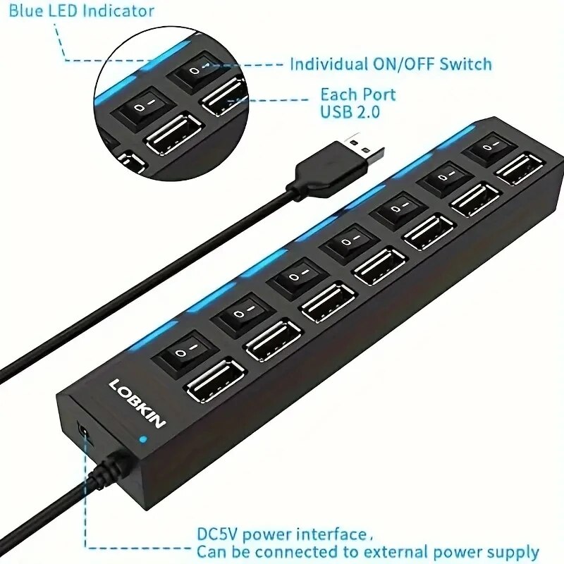 High Speed 4/7 Ports USB HUB 2 - مراجعة Laptop Accessories Hub وسعره