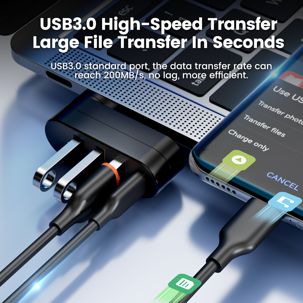 4 In 1 USB 3.0 Hub 180 Degree  - مراجعة Laptop Accessories Hub وسعره