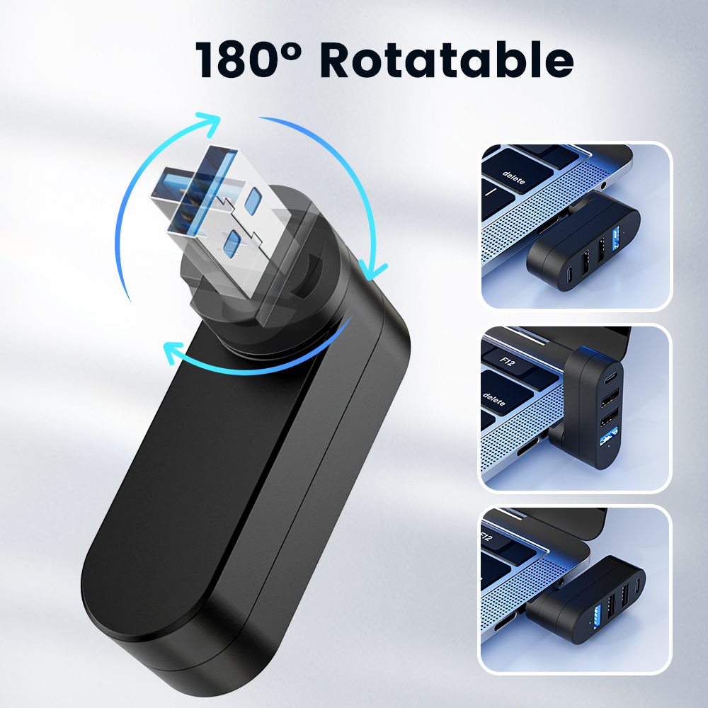 4 In 1 USB 3.0 Hub 180 Degree  - مراجعة Laptop Accessories Hub وسعره