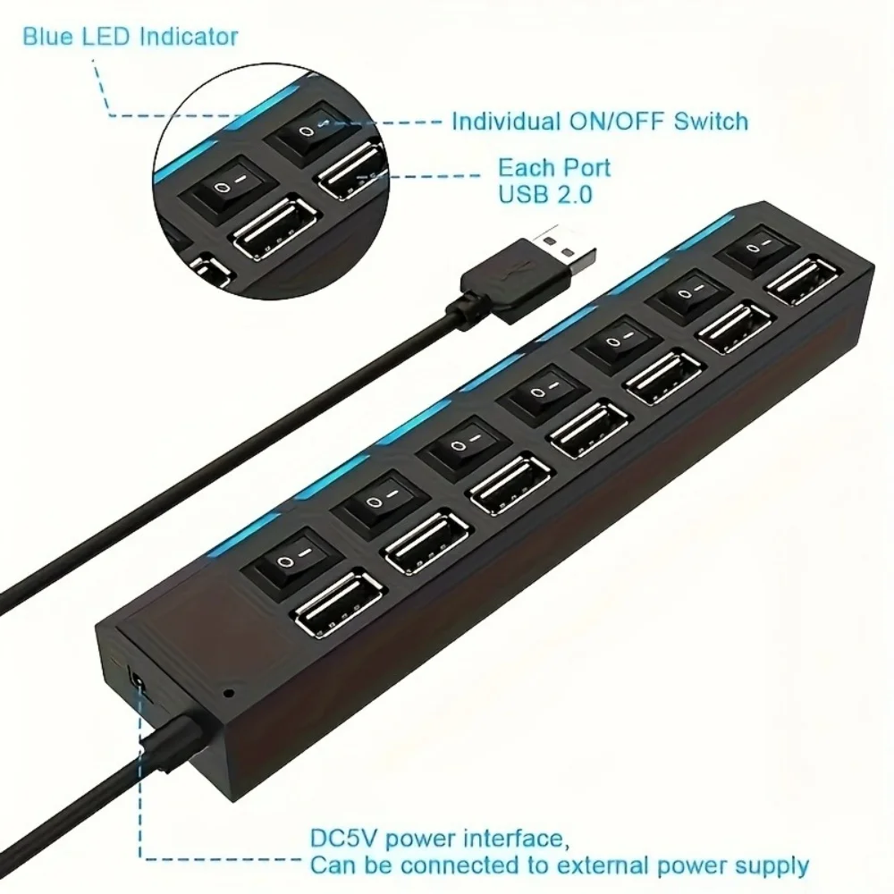 4/7 Port USB 2.0 Hub High Spee - مراجعة Laptop Accessories Hub وسعره
