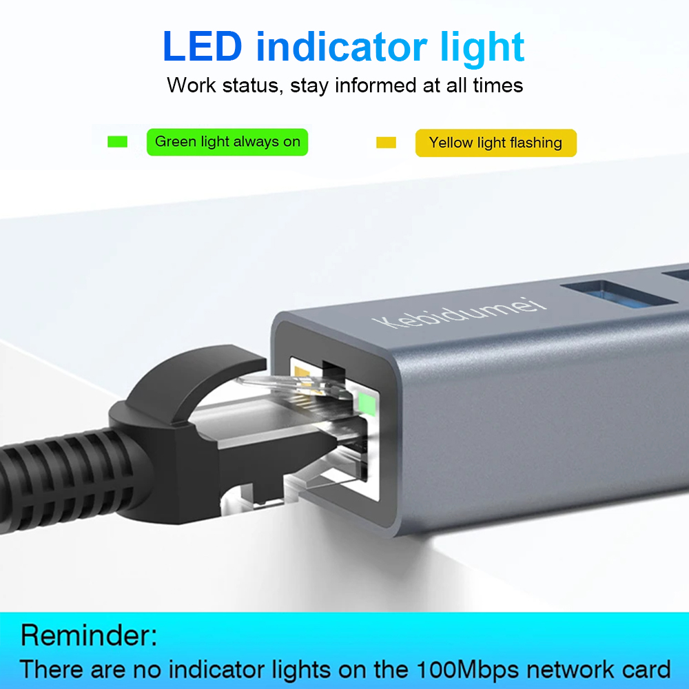 USB C HUB 1000Mbps 3 Ports USB - مراجعة Laptop Accessories Hub وسعره
