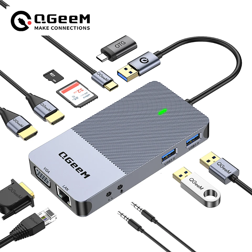 QGeeM USB 3.0 Docking Station, - مراجعة Laptop Accessories Hub وسعره