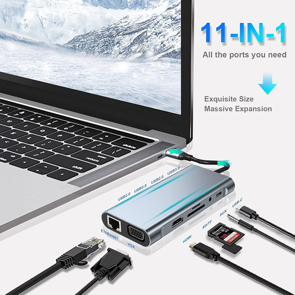11-in-1 USB C Hub Thunderbolt  - مراجعة Laptop Accessories Hub وسعره
