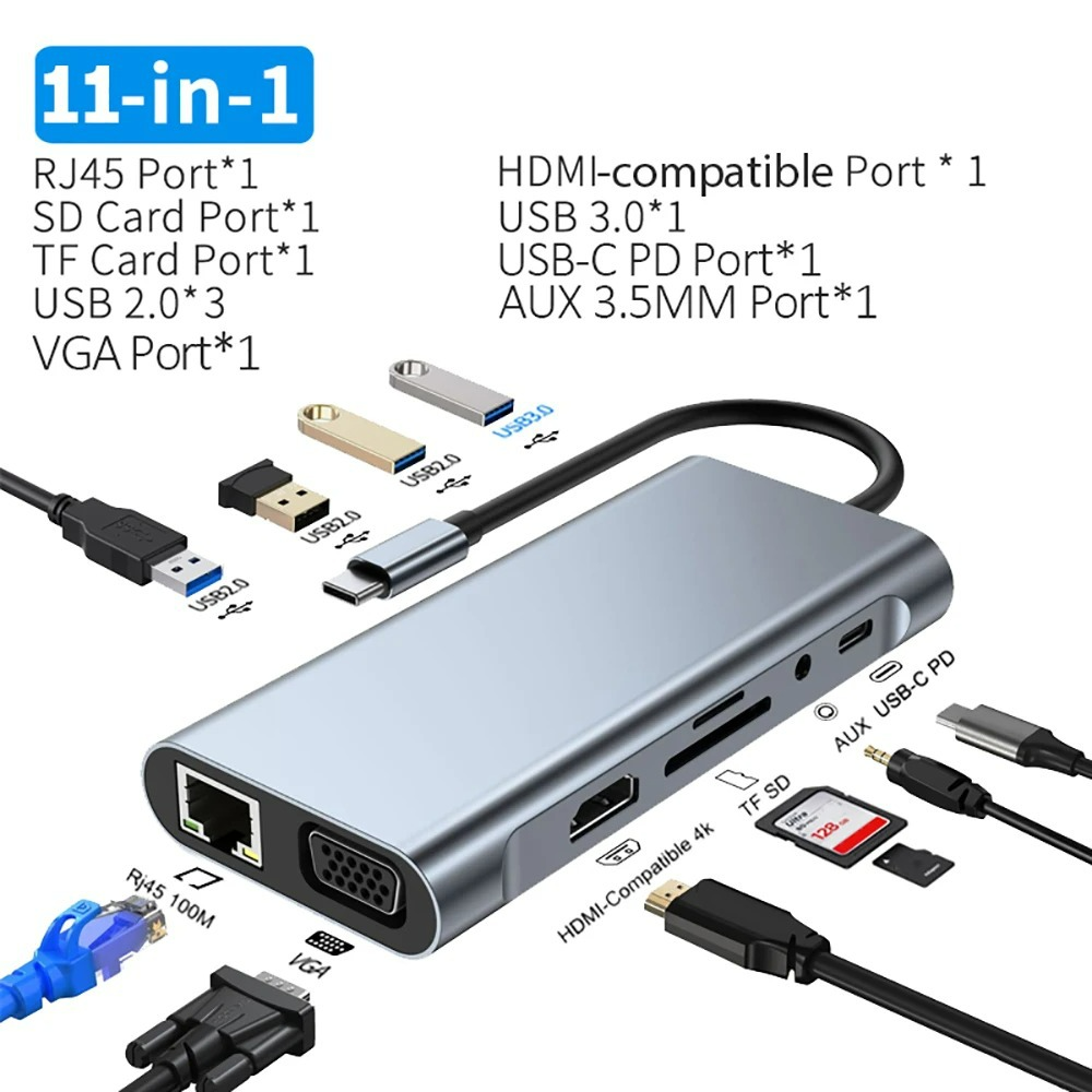11-in-1 USB C Hub Thunderbolt  - مراجعة Laptop Accessories Hub وسعره